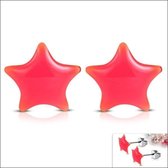 Aramat jewels ® - Ster oorbellen roze emaille staal 9mm