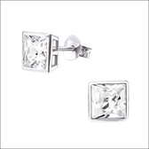 Aramat jewels ® - Zilveren oorbellen vierkant transparant zirkonia 925 zilver 6mm