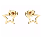 Aramat jewels ® - Oorbellen ster open goudkleurig chirurgisch staal 10mm