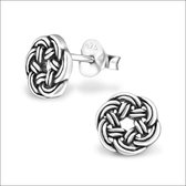 Aramat jewels ® - Gevlochten oorbellen keltisch rond 925 zilver zilverkleurig 8mm