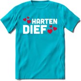 Harten Dief - Valentijn T-Shirt | Grappig Valentijnsdag Cadeautje voor Hem en Haar | Dames - Heren - Unisex | Kleding Cadeau | - Blauw - S