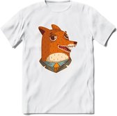 zwoele vos T-Shirt Grappig | Dieren Kleding Kado Heren / Dames | Animal Skateboard Cadeau shirt - Wit - XXL