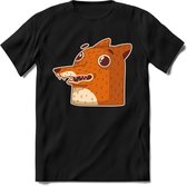 Friendly fox T-Shirt Grappig | Dieren vos Kleding Kado Heren / Dames | Animal Skateboard Cadeau shirt - Zwart - XL