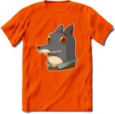Casual wolf T-Shirt Grappig | Dieren Kleding Kado Heren / Dames | Animal Skateboard Cadeau shirt - Oranje - S