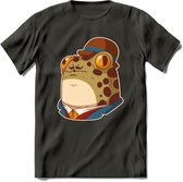 Fancy frog T-Shirt Grappig | Dieren rijke kikker Kleding Kado Heren / Dames | Animal Skateboard Cadeau shirt - Donker Grijs - 3XL