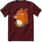 Casual vos T-Shirt Grappig | Dieren fox Kleding Kado Heren / Dames | Animal Skateboard Cadeau shirt - Burgundy - XXL