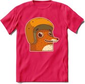 Safety fox T-Shirt Grappig | Dieren vos Kleding Kado Heren / Dames | Animal Skateboard Cadeau shirt - Roze - XXL