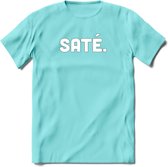 Sate - Snack T-Shirt | Grappig Verjaardag Kleding Cadeau | Eten En Snoep Shirt | Dames - Heren - Unisex Tshirt | - Licht Blauw - XXL