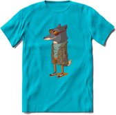 Casual vos T-Shirt Grappig | Dieren honden Kleding Kado Heren / Dames | Animal Skateboard Cadeau shirt - Blauw - XXL