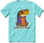 Casual kikker T-Shirt Grappig | Dieren reptiel Kleding Kado Heren / Dames | Animal Skateboard Cadeau shirt - Licht Blauw - M