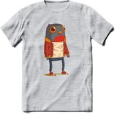 Casual vogel quote T-Shirt Grappig | Dieren vogels Kleding Kado Heren / Dames | Animal Skateboard Cadeau shirt - Licht Grijs - Gemaleerd - 3XL