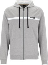 HUGO BOSS heren sweat vest (middeldik) - loungevest katoen met capuchon - grijs -  Maat: L