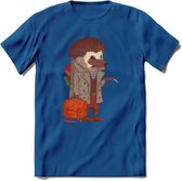 Casual egel T-Shirt Grappig | Dieren herfst Kleding Kado Heren / Dames | Animal Skateboard Cadeau shirt - Donker Blauw - L