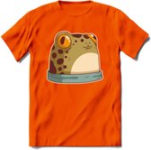 Kikkker vriend T-Shirt Grappig | Dieren reptielen Kleding Kado Heren / Dames | Animal Skateboard Cadeau shirt - Oranje - L