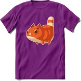 Jagende kat T-Shirt Grappig | Dieren katten Kleding Kado Heren / Dames | Animal Skateboard Cadeau shirt - Paars - XXL