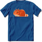 Schattige kat klaar voor aanval T-Shirt Grappig | Dieren katten Kleding Kado Heren / Dames | Animal Skateboard Cadeau shirt - Donker Blauw - 3XL