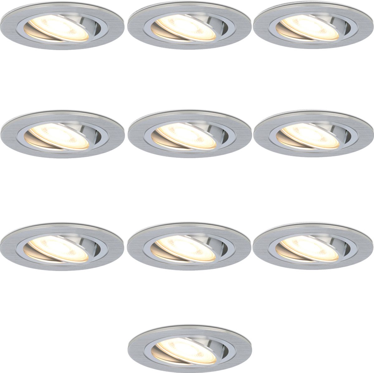 10x HOFTRONIC - LED Inbouwspots - Geborsteld aluminium - 2700K warm wit -  350 lumen -... | bol.com