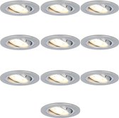 10x HOFTRONIC - LED Inbouwspots - Geborsteld aluminium - 2700K warm wit - 350 lumen - 5 Watt - Dimbaar en kantelbaar - GU10 - IP20 - Ronde plafondspots (Ø75 mm) - Spotjes verlichti