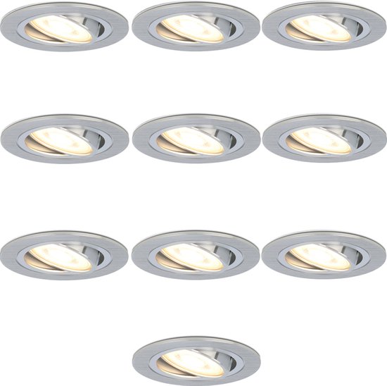 bijstand Beknopt Heiligdom 10x HOFTRONIC - LED Inbouwspots - Geborsteld aluminium - 2700K warm wit -  350 lumen -... | bol.com