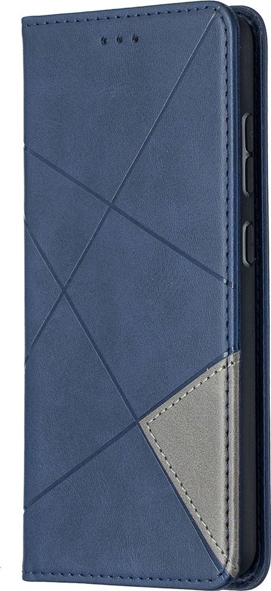Mobigear Telefoonhoesje geschikt voor Samsung Galaxy A52 Hoesje | Mobigear Rhombus Slim Bookcase | Pasjeshouder voor 2 Pasjes | Telefoonhoesje voor Pinpas / OV Kaart / Rijbewijs - Blauw