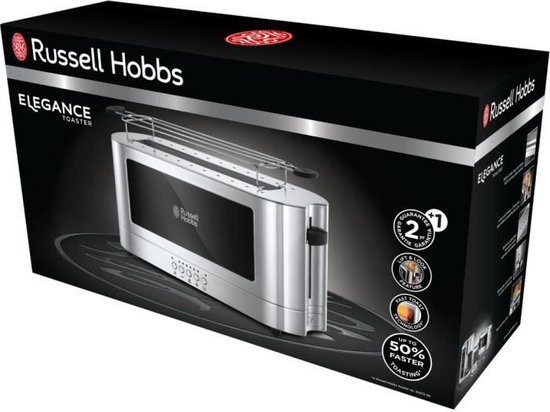 Russell Hobbs Adventure Brushed 2 Long Slots Broodrooster, 4 Sneden, 2 Extra Brede Sleuven, Lang, Geborsteld RVS, Gelijkmatig Roosteren, 23610-56 Russell Hobbs Adventure Brushed 2 Long Slots Broodrooster, 4 Sneden, 2 Extra Brede Sleuven, Lang, Geborsteld RVS, Gelijkmatig Roosteren, 23610-56