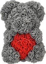 Rose Flower Bear - Rozenbloemenbeer - meer dan 250 bloemen - geschenk voor Moederdag, Valentijnsdag, jubileum, bruidsgeschenk etc. - duidelijke geschenkdoos inbegrepen! 10 inch - G