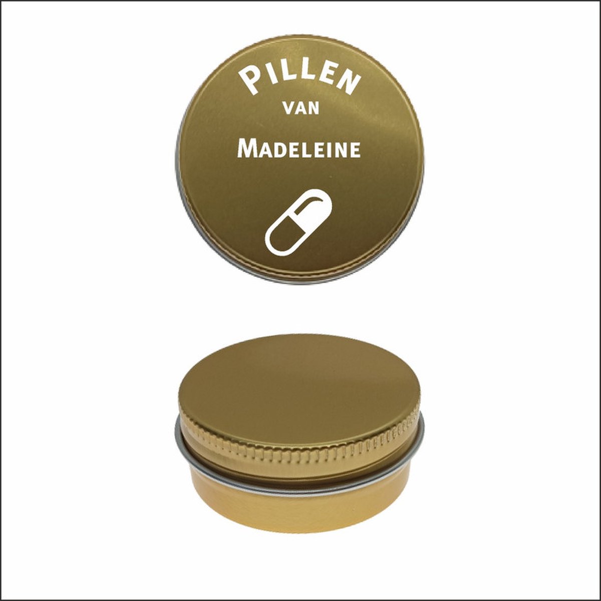 Goedkoopste Pillen Blikje Met Naam Gravering - Madeleine
