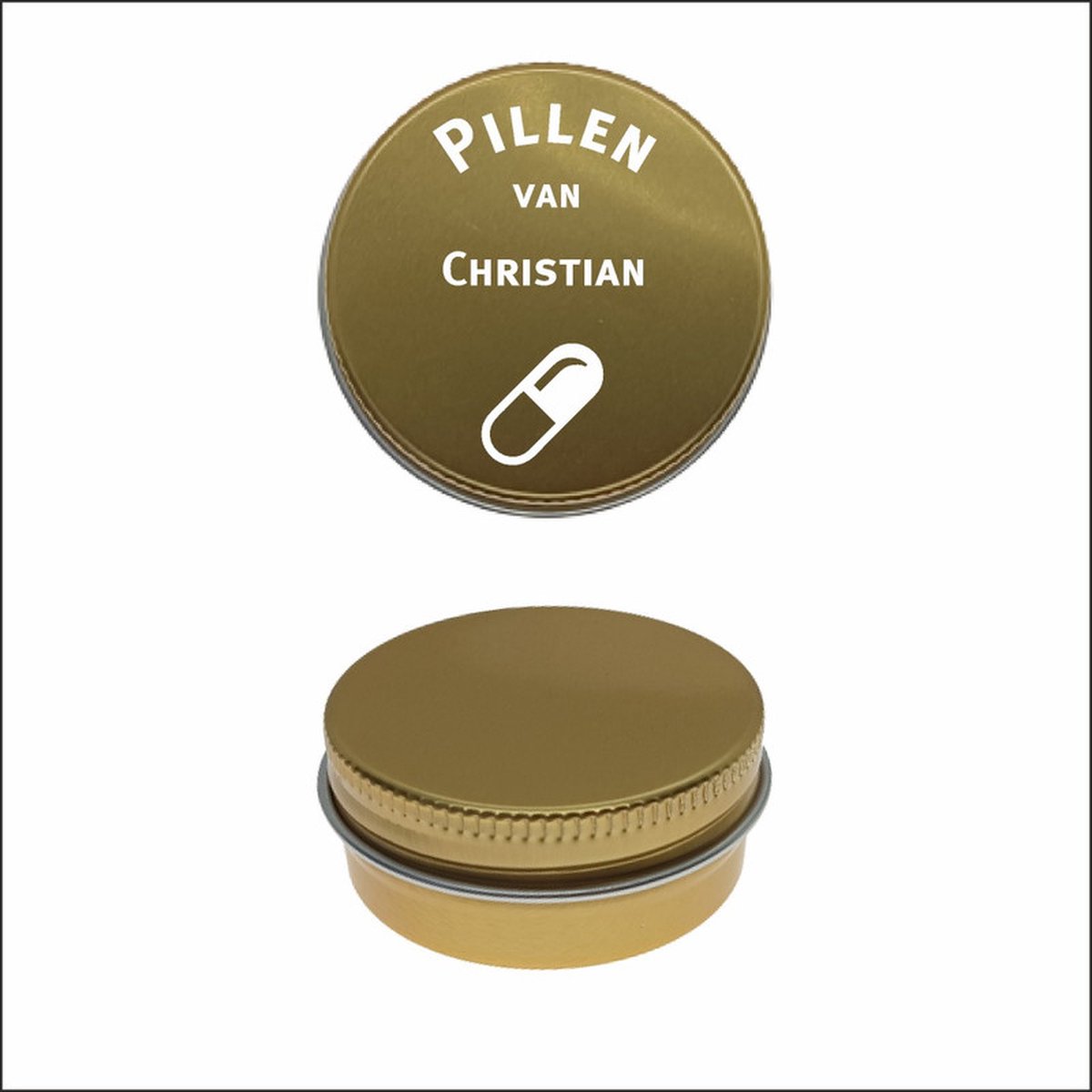 Pillen Blikje Met Naam Gravering - Christian