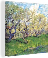 Canvas Schilderij Boomgaard met bloeiende pruimenbomen - Schilderij van Vincent van Gogh - 20x20 cm - Wanddecoratie