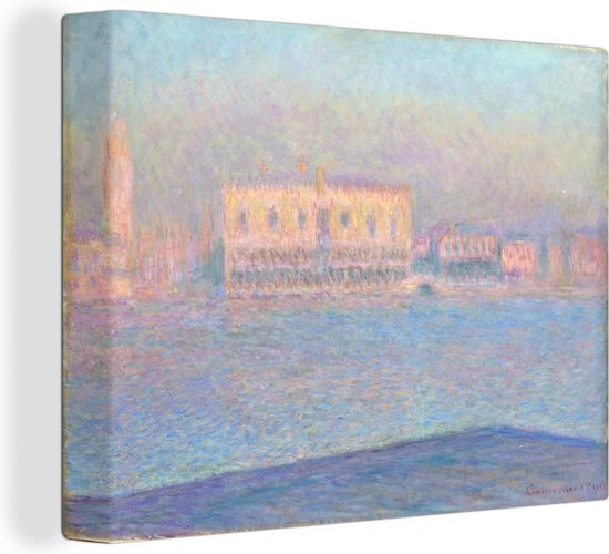 Canvas Schilderij Doge's paleis gezien vanaf San Giorgio Maggiore - Schilderij van Claude Monet - 40x30 cm - Wanddecoratie