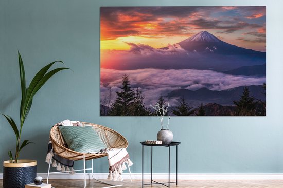 Tableau sur toile Montagnes dans la brume - 180x120 cm - Décoration murale XXL