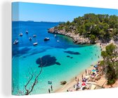 Canvas Schilderij Cala Salada lagune op Ibiza - 60x40 cm - Wanddecoratie