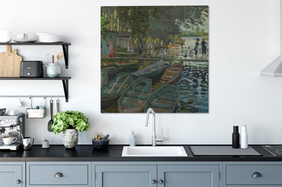 Tableau Toile Baigneurs à La Grenouillère - Peinture de Claude Monet - 90x90 cm - Décoration murale