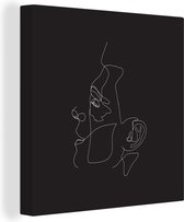 Canvas Schilderij Gezicht - Mannen - Line art - 20x20 cm - Wanddecoratie