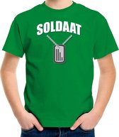 Soldaat dogtag / hanger verkleed t-shirt groen voor kinderen - Militair / soldaat  carnaval / feest shirt kleding / kostuum 158/164