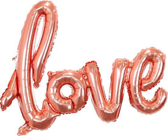 Valentijn Decoratie Ballon love Valentijn Ballonnen Versiering Valentijnsdag Verrassing Folie Ballon Rose goud – Met Rietje