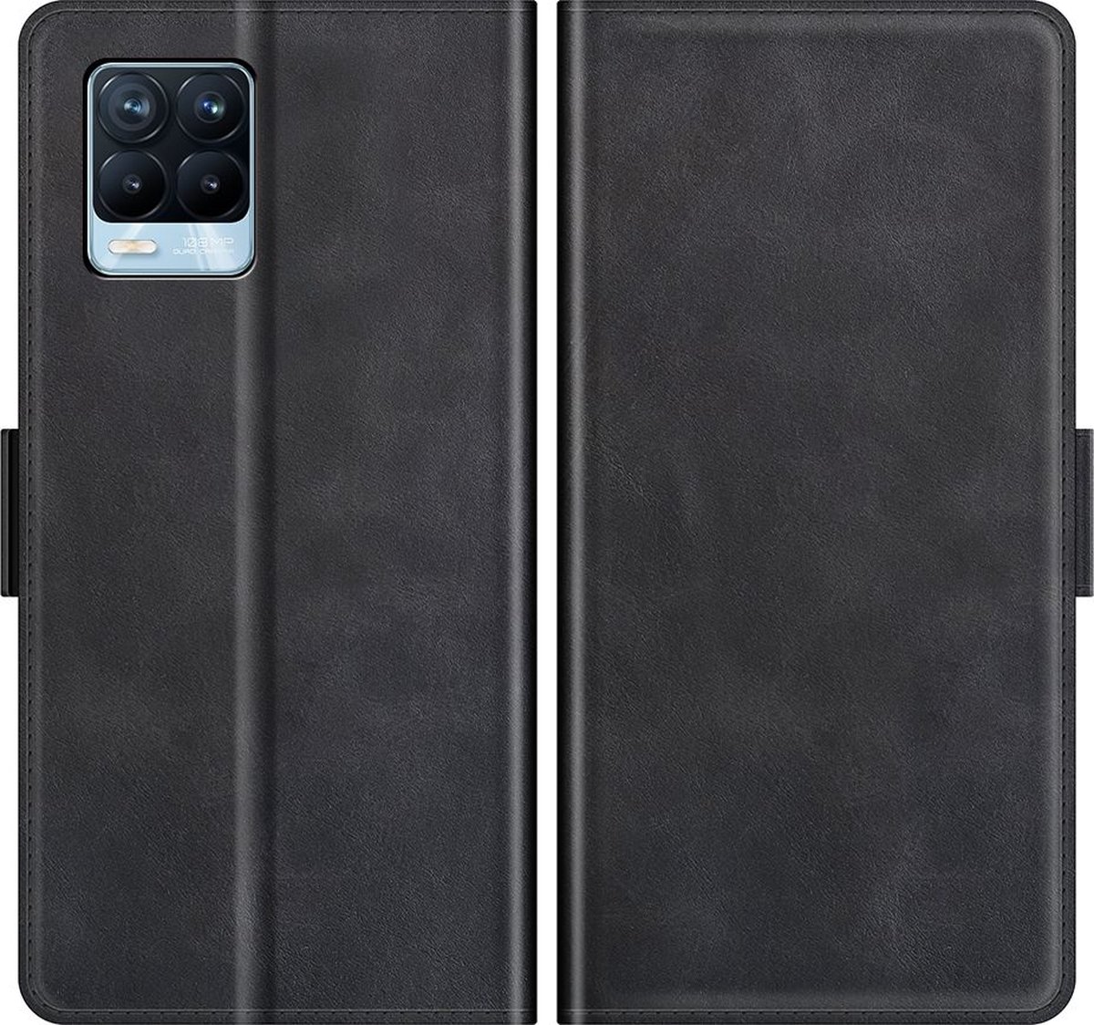 Mobigear Telefoonhoesje geschikt voor Realme 8 Pro Hoesje | Mobigear Slim Magnet Bookcase Portemonnee | Pasjeshouder voor 3 Pasjes | Telefoonhoesje voor Pinpas / OV Kaart / Rijbewijs - Zwart