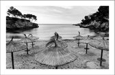Walljar - Parasols - Zwart wit poster.