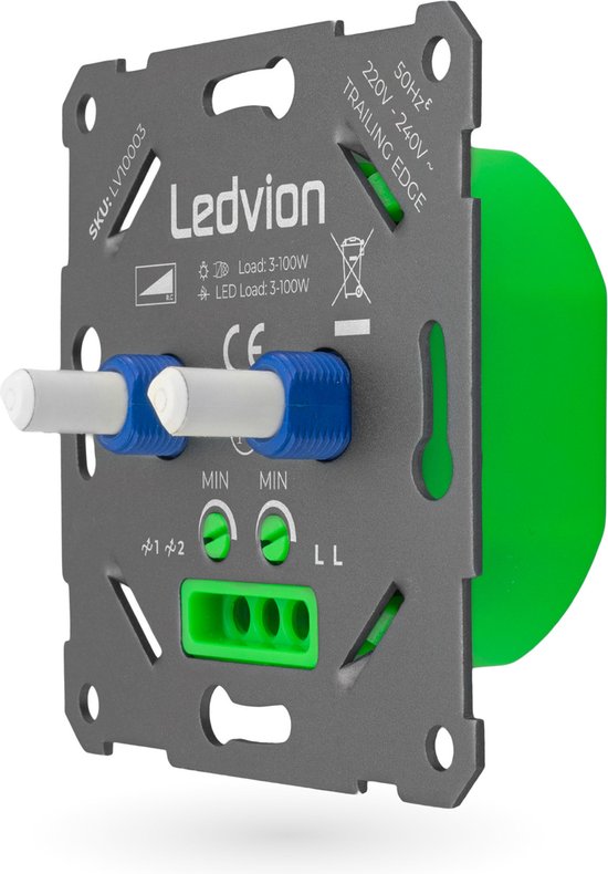 Ledvion - LED Duo Dimmer 3-100 Watt, Universeel, LED, Inbouw
