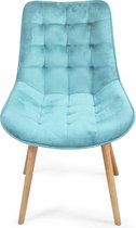 Miadomodo - Eetkamerstoelen - Velvet stoel - Beech Wood Legs - Backlest - gestoffeerde stoel - keukenstoel - Woonkamerstoel - Licht turquoise - 2 pc's