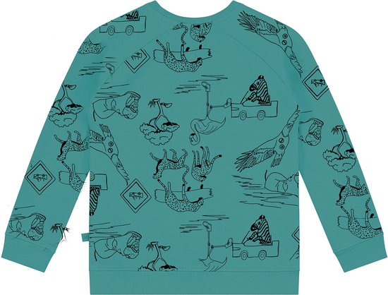 Smitten Organic - Safari all over print groen blauw Sweater