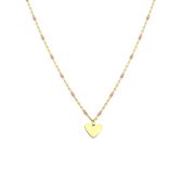 Myla - Stalen goldplated ketting met hanger hart roze