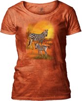 Ladies T-shirt Mama and Baby Zebra S