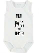 Baby Rompertje met tekst 'Mijn papa is de liefste' | mouwloos l | wit zwart | maat 62/68 | cadeau | Kraamcadeau | Kraamkado
