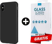 Siliconen Backcover Hoesje iPhone XS Max Zwart - Gratis Screen Protector - Telefoonhoesje - Smartphonehoesje