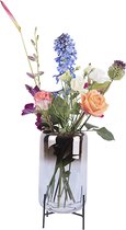 Lucy’s Living Luxe Vaas TARIEL Zilver – ø 15 x 29 cm – hotel chique - binnen ––– accessoires – tuin – decoratie – bloemen – mat – glans – industrieel - droogbloemen