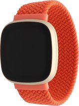 Bandje Voor Fitbit Versa 3 / Sense Nylon Gevlochten Solo Band - Electric Oranjeelectric - Maat: M - Horlogebandje, Armband