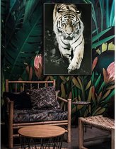 Ingelijste doek met print ROAR - 60 x 90 x 2,5 cm - Zwart, wit en donkerbruin