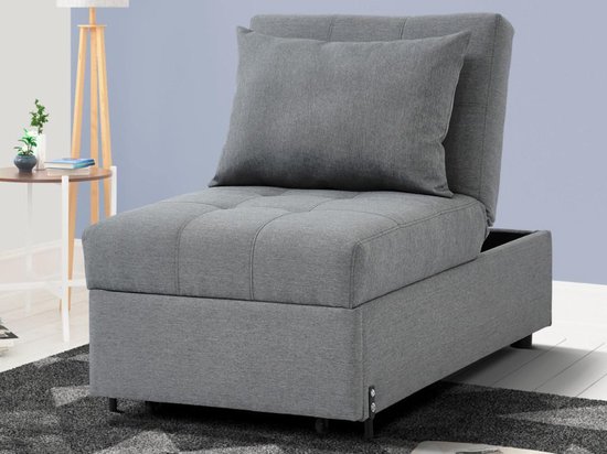 Fauteuil aanpasbaar van stof LESNA - Grijs L 120 cm x H 86 cm x D 68 cm