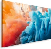 Schilderij - Explosie van Kleuren, Blauw en Oranje, Premium Print